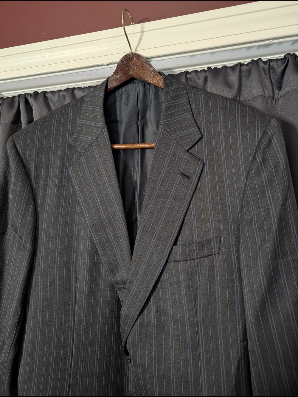 BRIONI Charcoal/Blue Striped SOFT Wool Two-Button Italian Sport Coat 48L